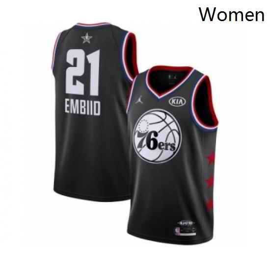 Womens Jordan Philadelphia 76ers 21 Joel Embiid Swingman Black 2019 All Star Game Basketball Jersey